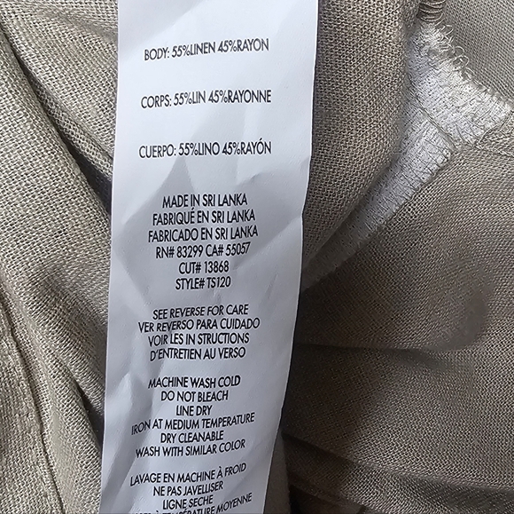 Tash & Sophie Linen Blend Lagenlook Dress Buttons Pockets Cap Sleeves Neutral - Picture 10 of 12